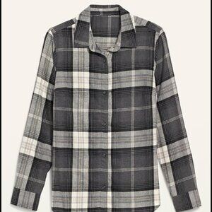 Old Navy Plaid White Grey Men's Shirt Size XL
